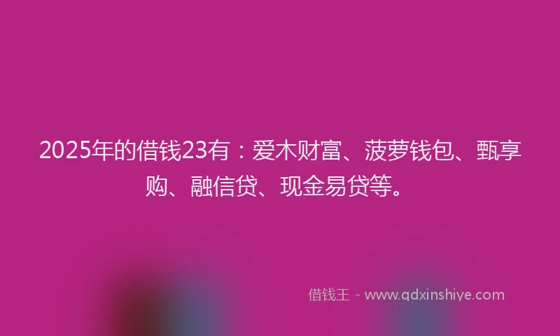 2025年的借钱23有：爱木财富、菠萝钱包、甄享购、融信贷、现金易贷等。