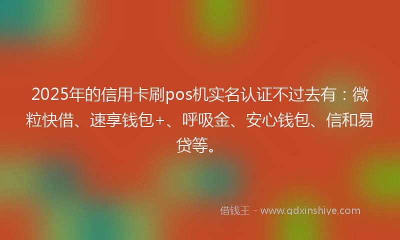 2025年的信用卡刷pos机实名认证不过去有：微粒快借、速享钱包+、呼吸金、安心钱包、信和易贷等。