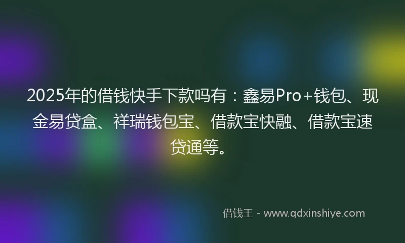 2025年的借钱快手下款吗有：鑫易Pro+钱包、现金易贷盒、祥瑞钱包宝、借款宝快融、借款宝速贷通等。