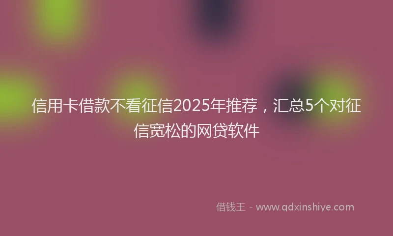信用卡借款不看征信2025年推荐，汇总5个对征信宽松的网贷软件