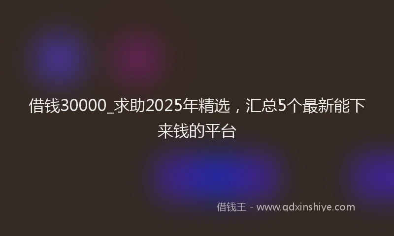 借钱30000_求助2025年精选，汇总5个最新能下来钱的平台