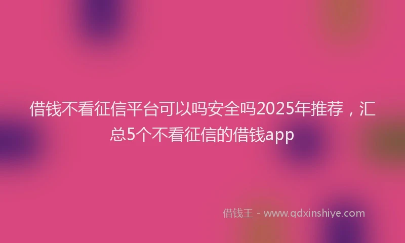 借钱不看征信平台可以吗安全吗2025年推荐，汇总5个不看征信的借钱app