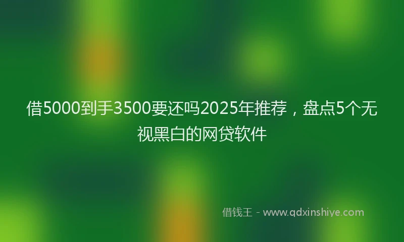 借5000到手3500要还吗2025年推荐，盘点5个无视黑白的网贷软件