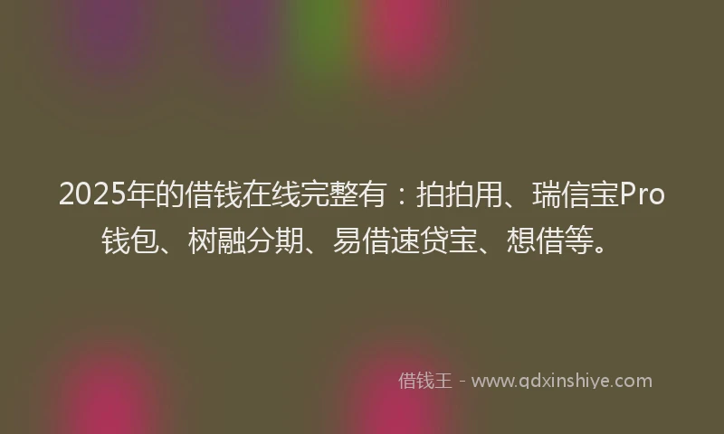 2025年的借钱在线完整有：拍拍用、瑞信宝Pro钱包、树融分期、易借速贷宝、想借等。