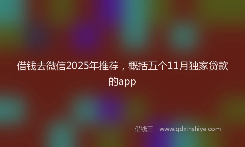 借钱去微信2025年推荐，概括五个11月独家贷款的app