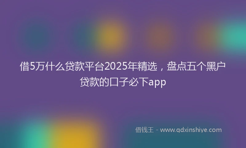 借5万什么贷款平台2025年精选，盘点五个黑户贷款的口子必下app