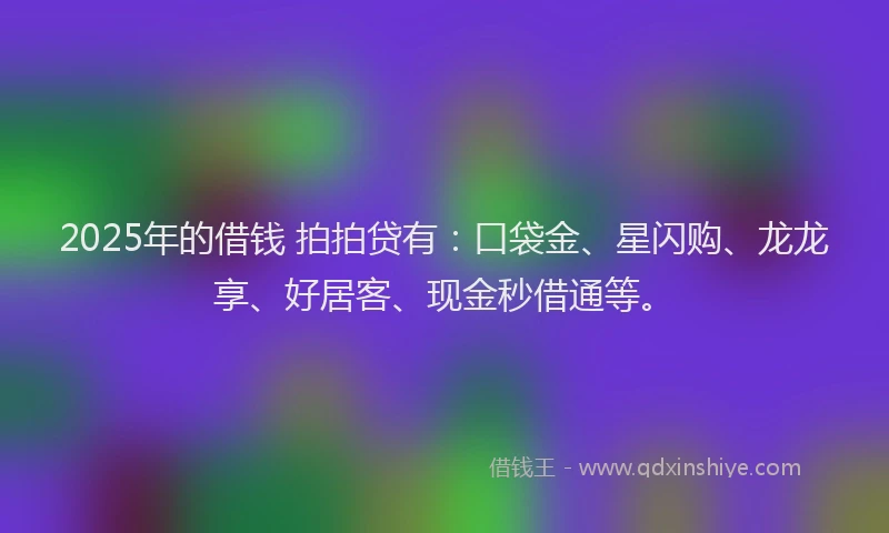 2025年的借钱 拍拍贷有：口袋金、星闪购、龙龙享、好居客、现金秒借通等。
