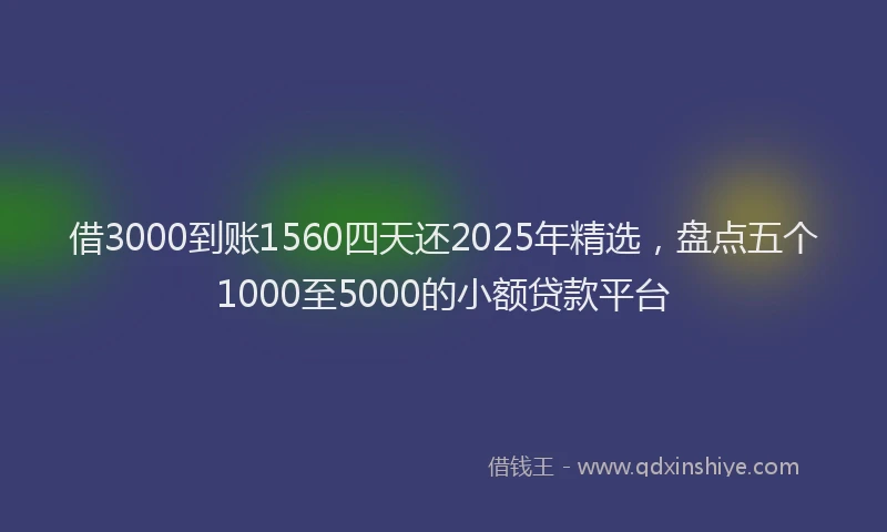 借3000到账1560四天还2025年精选，盘点五个1000至5000的小额贷款平台