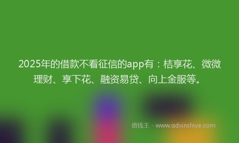 2025年的借款不看征信的app有：桔享花、微微理财、享下花、融资易贷、向上金服等。