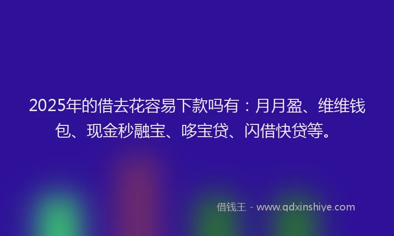 2025年的借去花容易下款吗有：月月盈、维维钱包、现金秒融宝、哆宝贷、闪借快贷等。
