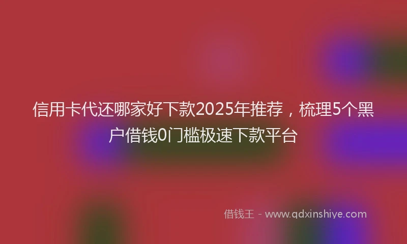 信用卡代还哪家好下款2025年推荐，梳理5个黑户借钱0门槛极速下款平台
