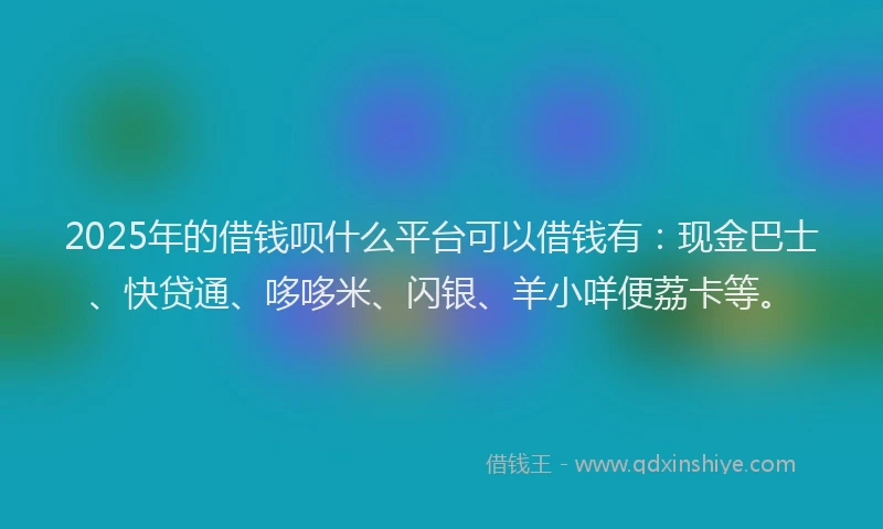 2025年的借钱呗什么平台可以借钱有：现金巴士、快贷通、哆哆米、闪银、羊小咩便荔卡等。