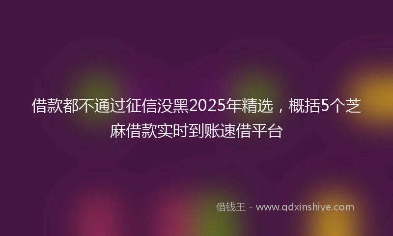 借款都不通过征信没黑2025年精选，概括5个芝麻借款实时到账速借平台