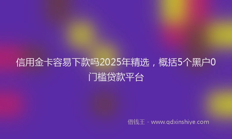 信用金卡容易下款吗2025年精选，概括5个黑户0门槛贷款平台