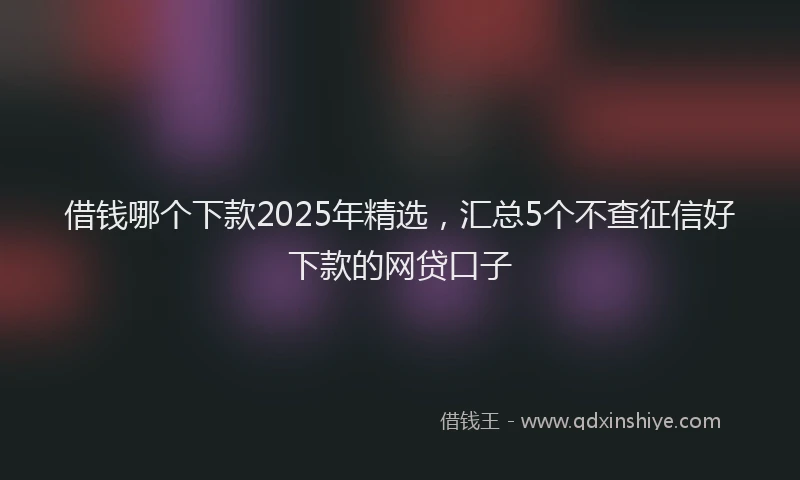 借钱哪个下款2025年精选，汇总5个不查征信好下款的网贷口子