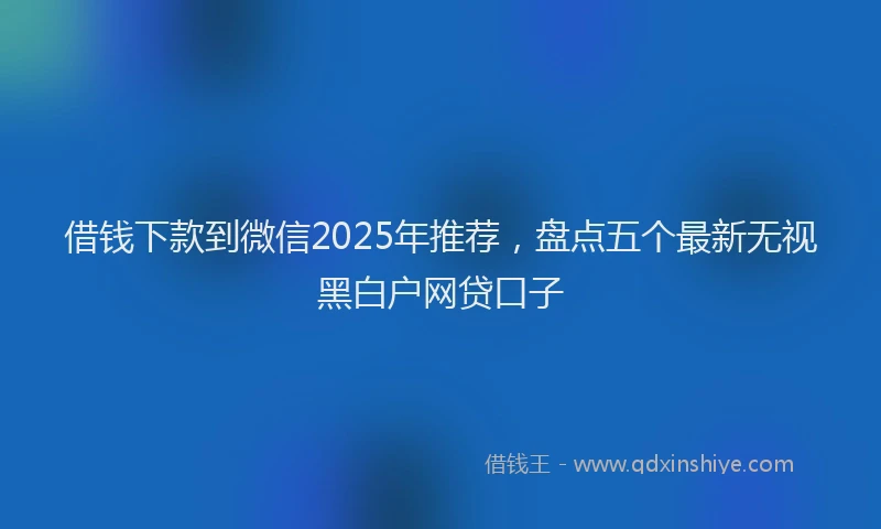 借钱下款到微信2025年推荐,盘点五个最新无视黑白户网贷口子