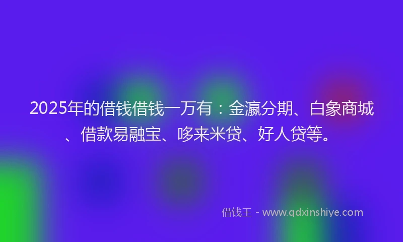 2025年的借钱借钱一万有：金瀛分期、白象商城、借款易融宝、哆来米贷、好人贷等。