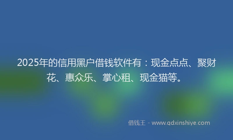 2025年的信用黑户借钱软件有：现金点点、聚财花、惠众乐、掌心租、现金猫等。