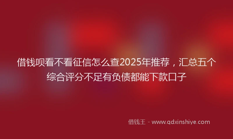 借钱呗看不看征信怎么查2025年推荐，汇总五个综合评分不足有负债都能下款口子