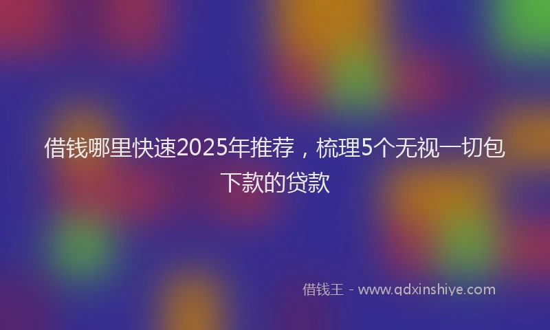 借钱哪里快速2025年推荐，梳理5个无视一切包下款的贷款