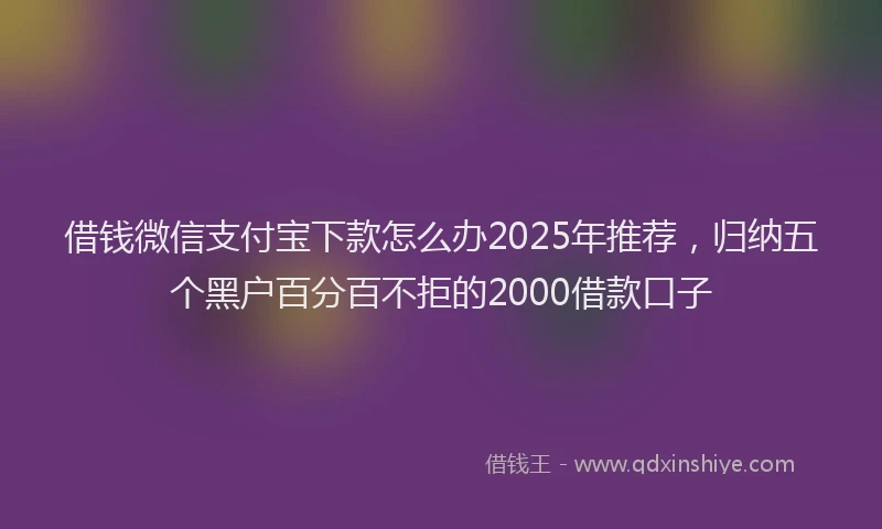 借钱微信支付宝下款怎么办2025年推荐，归纳五个黑户百分百不拒的2000借款口子