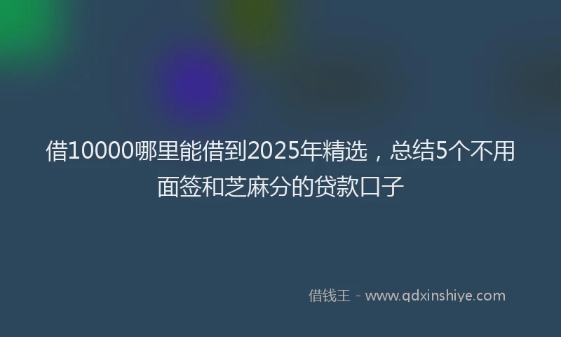 借10000哪里能借到2025年精选，总结5个不用面签和芝麻分的贷款口子