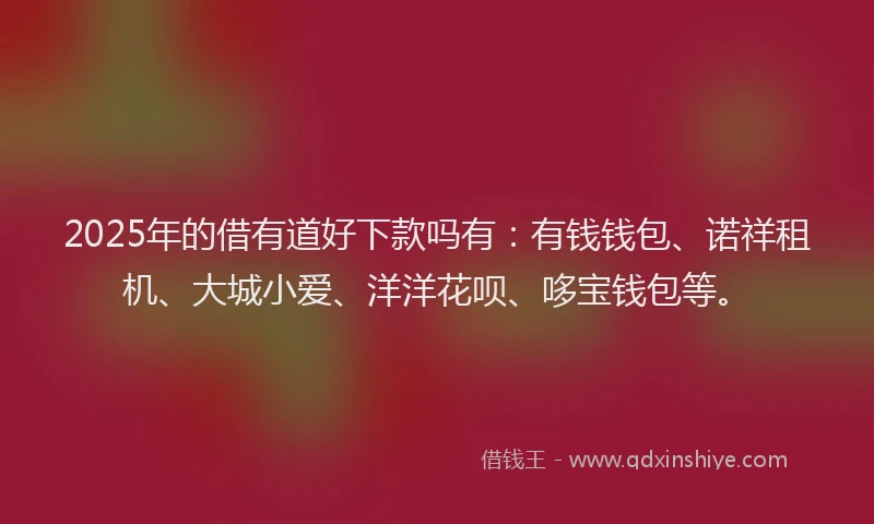 2025年的借有道好下款吗有：有钱钱包、诺祥租机、大城小爱、洋洋花呗、哆宝钱包等。