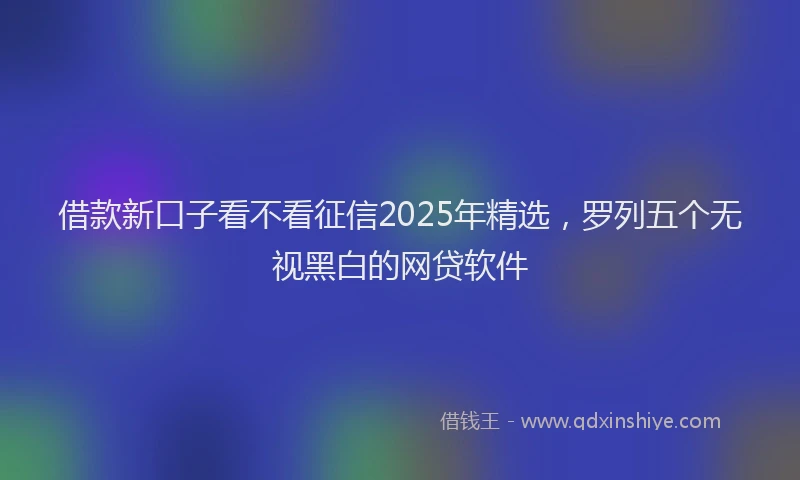 借款新口子看不看征信2025年精选，罗列五个无视黑白的网贷软件