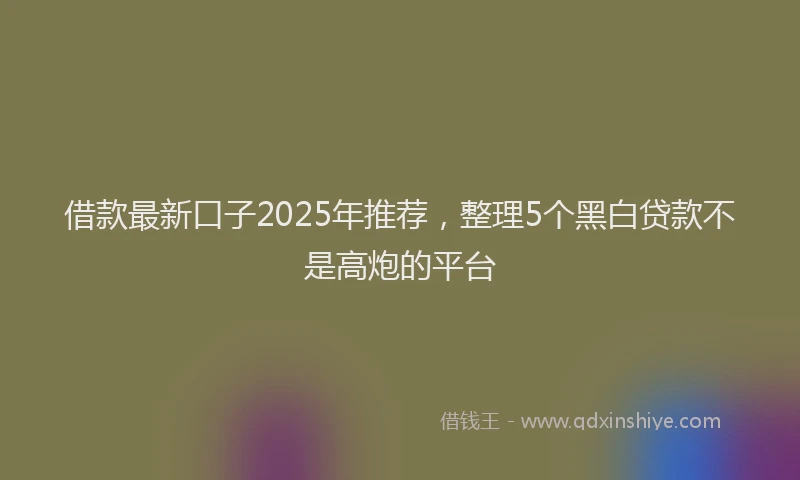 借款最新口子2025年推荐，整理5个黑白贷款不是高炮的平台
