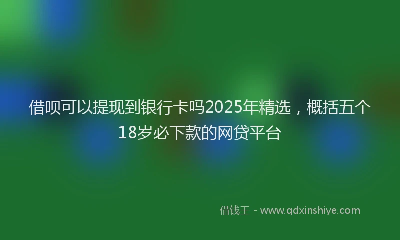 借呗可以提现到银行卡吗2025年精选，概括五个18岁必下款的网贷平台