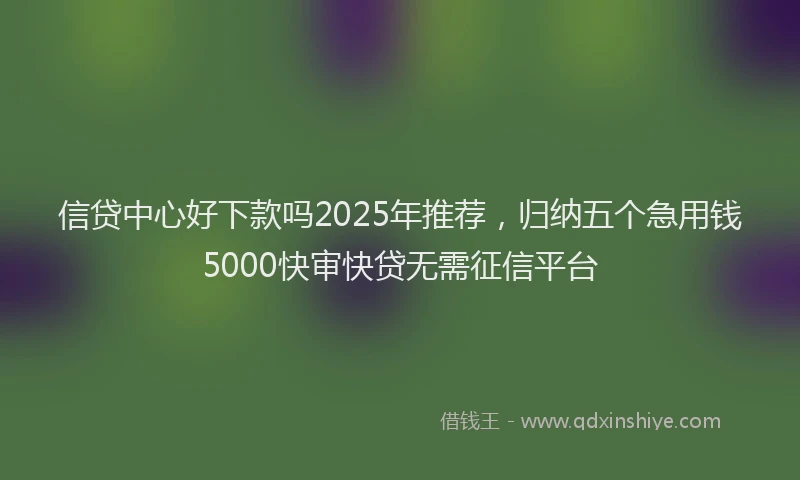 信贷中心好下款吗2025年推荐，归纳五个急用钱5000快审快贷无需征信平台