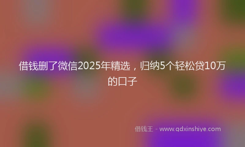 借钱删了微信2025年精选，归纳5个轻松贷10万的口子