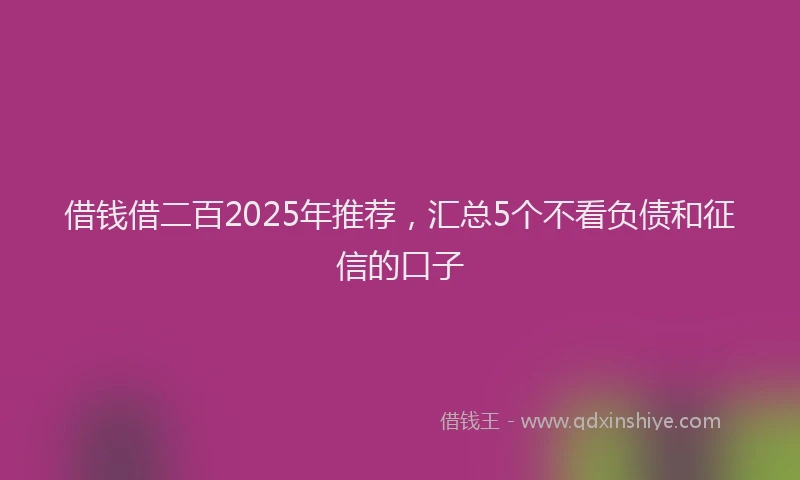 借钱借二百2025年推荐，汇总5个不看负债和征信的口子