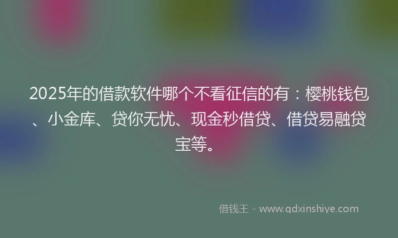 2025年的借款软件哪个不看征信的有：樱桃钱包、小金库、贷你无忧、现金秒借贷、借贷易融贷宝等。