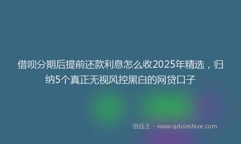 借呗分期后提前还款利息怎么收2025年精选，归纳5个真正无视风控黑白的网贷口子