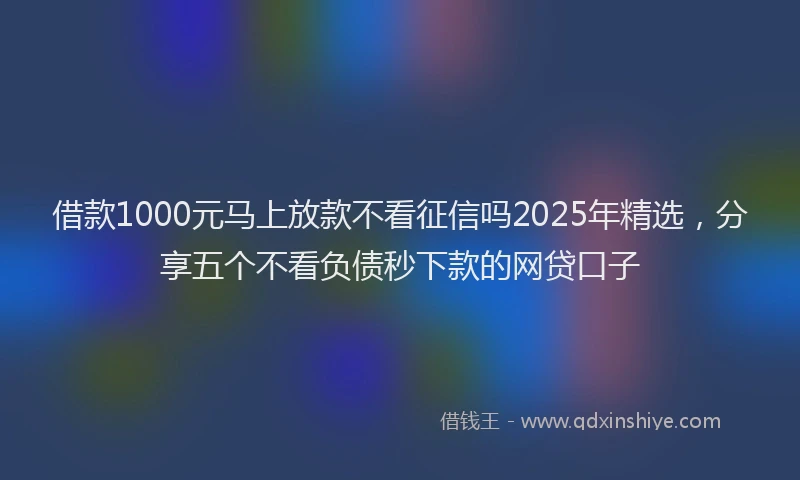 借款1000元马上放款不看征信吗2025年精选,分享五个不看负债秒下款的网贷口子