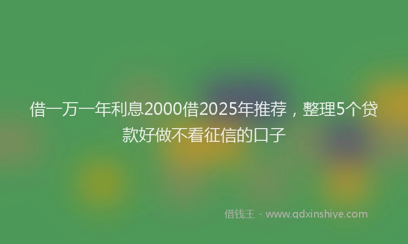 借一万一年利息2000借2025年推荐，整理5个贷款好做不看征信的口子