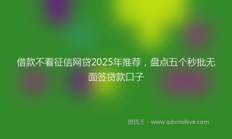借款不看征信网贷2025年推荐，盘点五个秒批无面签贷款口子