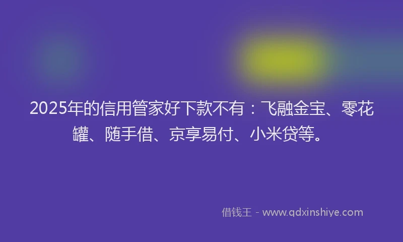 2025年的信用管家好下款不有：飞融金宝、零花罐、随手借、京享易付、小米贷等。