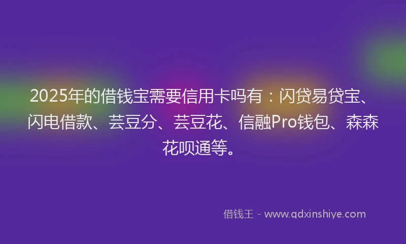 2025年的借钱宝需要信用卡吗有：闪贷易贷宝、闪电借款、芸豆分、芸豆花、信融Pro钱包、森森花呗通等。