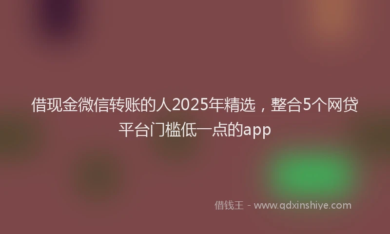 借现金微信转账的人2025年精选，整合5个网贷平台门槛低一点的app