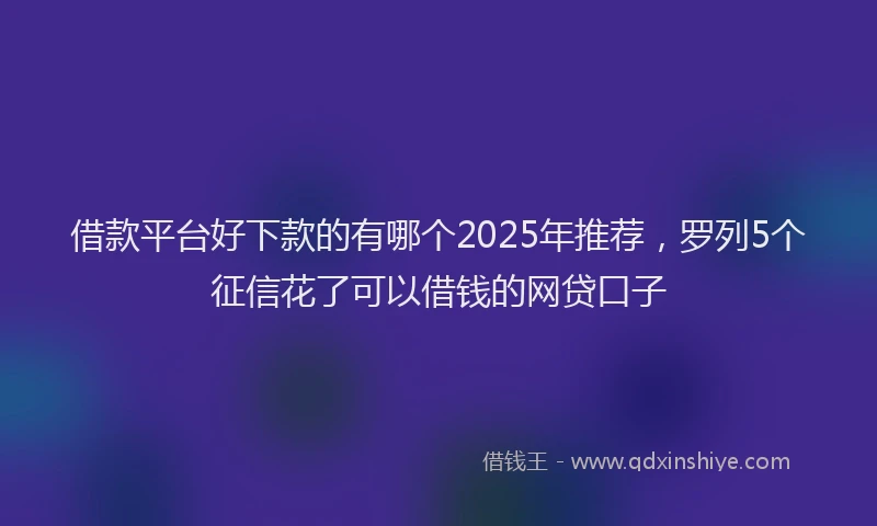 借款平台好下款的有哪个2025年推荐，罗列5个征信花了可以借钱的网贷口子