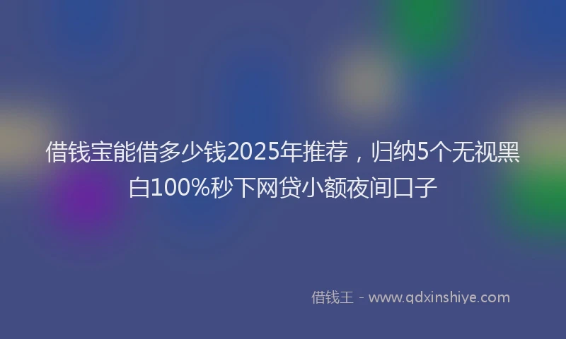借钱宝能借多少钱2025年推荐，归纳5个无视黑白100%秒下网贷小额夜间口子