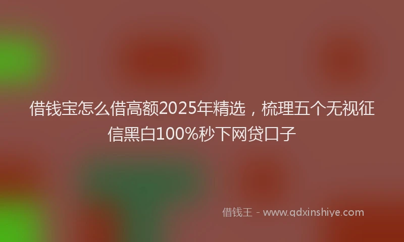 借钱宝怎么借高额2025年精选，梳理五个无视征信黑白100%秒下网贷口子