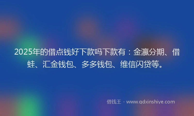 2025年的借点钱好下款吗下款有：金瀛分期、借蛙、汇金钱包、多多钱包、维信闪贷等。