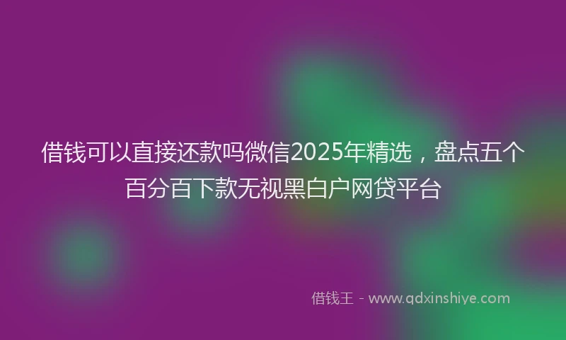 借钱可以直接还款吗微信2025年精选，盘点五个百分百下款无视黑白户网贷平台