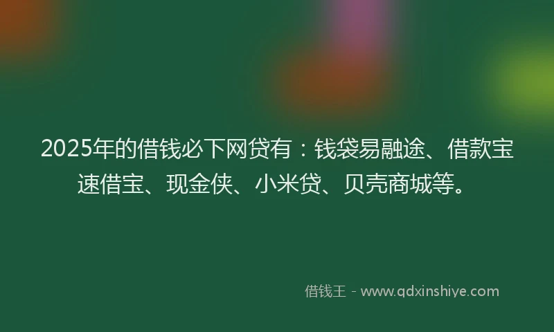 2025年的借钱必下网贷有：钱袋易融途、借款宝速借宝、现金侠、小米贷、贝壳商城等。