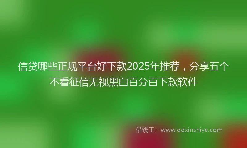 信贷哪些正规平台好下款2025年推荐，分享五个不看征信无视黑白百分百下款软件