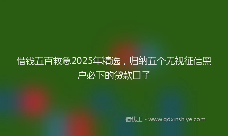 借钱五百救急2025年精选，归纳五个无视征信黑户必下的贷款口子