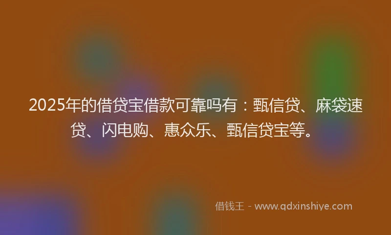 2025年的借贷宝借款可靠吗有：甄信贷、麻袋速贷、闪电购、惠众乐、甄信贷宝等。